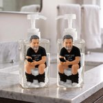 Personalized Funny Photo Dad Hidding In The Bathroom With Phone Pump Soap Dispenser with Name Father's Day Birthday Gift for Dad Husband
