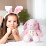 Personalized My First Easter Cute Plush Stuffed Animal Toy Bib with Name and Year Easter Gift for Kids Babies Newborns