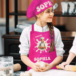 Personalized 3D-Style Art Photo Adjustable Kid Apron Chef Hat Set with Name and Text Baking Birthday Gift for Boys Girls