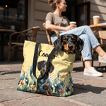 Personalisierter Haustier-Foto Shopper mit Geburtsblumen & Namen | großes Fassungsvermögen | Tragetasche | Tote Bag | Geburtstagsgeschenk für Frauchen