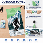 Gepersonaliseerde, sneldrogende sportdoek van microvezel met skisilhouet en naam, inclusief opbergzakje – geschikt voor buitenactiviteiten, skireizen en als verjaardagscadeau voor skiliefhebbers