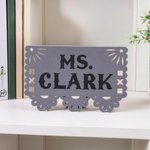 Targhetta da scrivania personalizzata con motivo “Papel Picado” messicano, stampata in 3D – Decorazione per scrivania da ufficio – Regalo di ringraziamento per il Cinco de Mayo per insegnanti di spagn