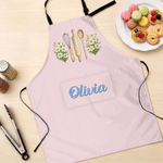 Personalized Birth Flower Cooking Themed Adjustable Adults Kids Apron with Name Kitchen Accessory Christmas Thanksgiving Gift for Cooking Lovers