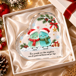 Personalized  Sea Glass Snow Sisters Heart-Shaped Acrylic Christmas Plaque with Name Home Decor Christmas Gift for Sisters Besties
