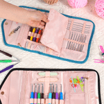 Personalised Birth Flower Birthstone Foldable Crochet Hook Organiser with Name Knitting Accessories Birthday Christmas Gift for Knitting Lovers