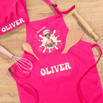 Personalized 3D-Style Art Photo Adjustable Kid Apron Chef Hat Set with Name and Text Baking Birthday Gift for Boys Girls