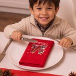 Serviette de table personnalisée pour Noël, avec le Père Noël et une initiale, rouge, 100 % coton, avec prénom, décoration de table, cadeau de Noël pour la famille et les amis