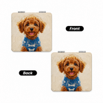 Personalised Oil Painting Style Pet Photo Compact Heart Round Square Makeup Mirror with Name Portable Birthday Wedding Party Gift for Pet Lovers