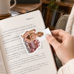 Personalized 3D-Effect Artwork Cartoon Character Birth Flower Magnetic Bookmark Clip with Name Birthday Book Club Gift for Women Book Lovers