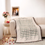 Personalised Floral Wedding First Dance Song Sheet Music Soft Cosy Tassel Throw Blanket with Name and Date Anniversary Gift for Couple