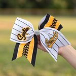Personalised Softball Team Logo Sparkly Rhinestone Striped Hair Bow with Name Game Day Birthday Sports Gift for Girls Cheerleaders