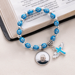 Personalized Heat-Activated Hidden Photo Beads Bracelet with Cross Religious Daily Wear Memorable Birthday Gift for Faith Believers