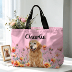 Personalisierter Haustier-Foto Shopper mit Geburtsblumen & Namen | großes Fassungsvermögen | Tragetasche | Tote Bag | Geburtstagsgeschenk für Frauchen