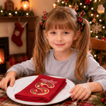 Personalized 3D-Effect Artwork Christmas Initial 100% Cotton Red Napkin with Name Table Decor Christmas Gift for Families Couples Kids