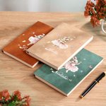 Carnet personnalisé en cuir synthétique A5/A6 avec illustration d'un lapin dansant au ballet et de fleurs à l'aquarelle, avec prénom gravé – Cadeau de rentrée scolaire pour les passionnés de lecture