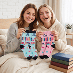 Personalized Soft Multicolor Book Pattern Mid Calf Socks with Name Birthday Christmas Book Club Gift for Book Lovers Librarians