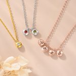 Personalised Minimalist Birthstone Disc Necklace with Engraved Initial Dainty Jewellery Birthday Anniversary Gift for Women