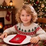 Personalized Christmas Theme Pattern 100% Cotton Reusable Red Napkin with Name Table Decor Christmas Gift for Family Friend