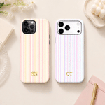 Personalized Monogram Stripe Phone Case for iPhone or Samsung Daily Use Birthday Christmas Gift for Family Friend