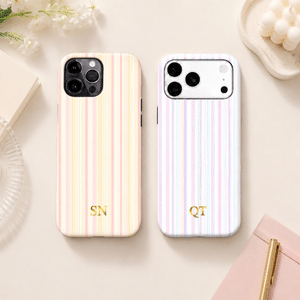 Personalized Monogram Stripe Phone Case for iPhone or Samsung Daily Use Birthday Christmas Gift for Family Friend