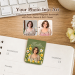 Personalised Multicolour Birth Flower Aesthetic Portrait Magnetic Bookmark Clip with Name Birthday Book Club Gift for Women Book Lovers
