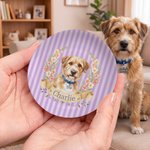 Personalised Watercolor Striped Birth Flower Pet Photo Ceramic Trinket Jewellery Dish with Name Daily Use Birthday Anniversary Gift for Pet Owner 3