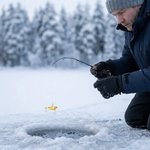 Personligt set med fiskedrag och trälåda med gravyr en perfekt present till fiskeälskare på fars dag eller födelsedagen