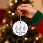Personalized Our First Christmas Penguin Family  Heart Ceramic Ornament with Names and Year Tree Decor Christmas Gift for Family Kids