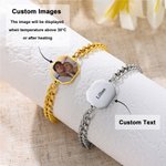 Personalized Heat-Activated Hidden Photo Bracelet with Engraved Text Dainty Jewelry Memorial Anniversary Birthday Gift for Couple Best Friend