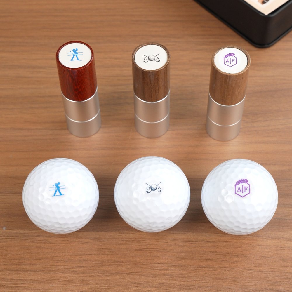 Personalised Classic Golf Elements Monogram Initial Wooden Golf Ball Stamp with Metal Storage Box and Golf Club Birthday Gift for Golf Lovers 3