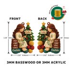 Personalized 2D Crochet Girl Yarn Wooden Acrylic Christmas Tree Ornament with Name Home Decor Christmas Gift for Crochet Lovers