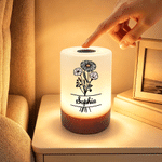 Personalised Birth Flower Dimmable Touch Control Rechargeable Night Light with Name Home Decor Birthday Gift for New Moms Women