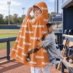 Personalized Oil Painting Style Portrait Baseball Soft Hooded Blanket with Name and Team Name Birthday Gift for Sports Lover