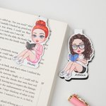 Segnalibro magnetico personalizzato con nome e personaggio in stile cartone animato - Regalo di compleanno per donne, uomini e ragazzi