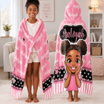 Personalized Polka-Dot Bow Comic Style Character Photo Hoodie Blanket with Name Home Decor Birthday Anniversary Gift for Boy Girl