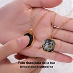 Collana personalizzata con testo inciso e foto attivata dal calore - Regalo di compleanno e anniversario per famiglie e coppie