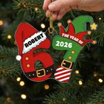 Personalised Funny 67 Santa Hat Elf Acrylic Ornament with Name and Year Home Tree Decor Christmas Gift for Family Friends