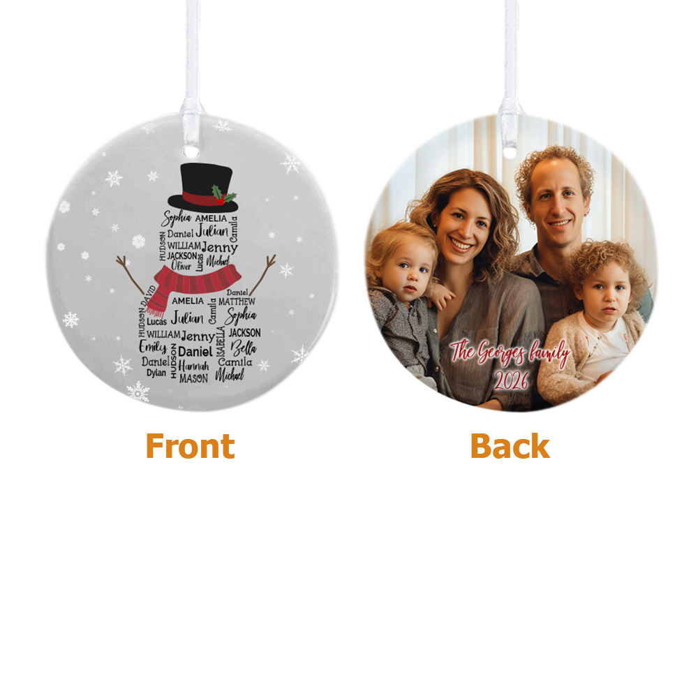 Personalisierte Keramik Schneemann Ornament mit Familiennamen Home Dekoration Weihnachtsgeschenk für Familie