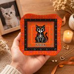 Piattino in ceramica personalizzato con teschi di zucchero, gatti e cani, con nome – Oggetto d’arredo per la casa, regalo per il Giorno dei Morti per i proprietari di animali domestici