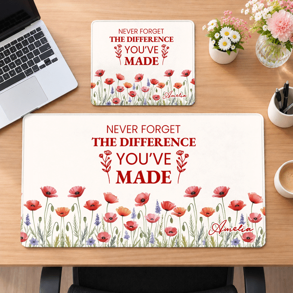 Personalised Motivational Quotes Birth Flower Non-Slip Mouse Pad Desk Mat with Text Desk Supplies Retirement Appreciation Gift for Friends Colleagues