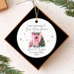 Personalised Christmas House Door Ceramic Ornament with Names Address and Year Home Decor Christmas Gift for Family Friends New Home Movers