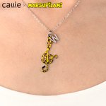 Henkilökohtainen Marsupilami-häntä -aiheinen nuottimerkki -kaulakoru, jossa on sterlinghopeinen nimikirjainriipus – syntymäpäivälahja naisille ja tytöille丨 Callie × Marsupilami®