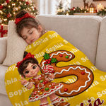Personalized 3D-Style Character Artwork Photo Multicolour Soft Throw Blanket with Name and Initial Home Decor Christmas Eve Party Gift for Kids