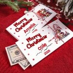 Personalised Christmas Reindeer Initial Money Holder Card Wallet with Name and Envelope Christmas Gift for Family Kids