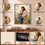 Personalised Daisy Garden Jesus' Embrace Photo Canvas Prints with Name Home Decor Birthday Gift for Faith Believers