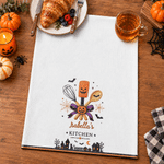Personalized Halloween Theme Pumpkin Baking Tools Soft Waffle Tea Towel with Name Kitchen Decor Halloween Gift for Family Friends