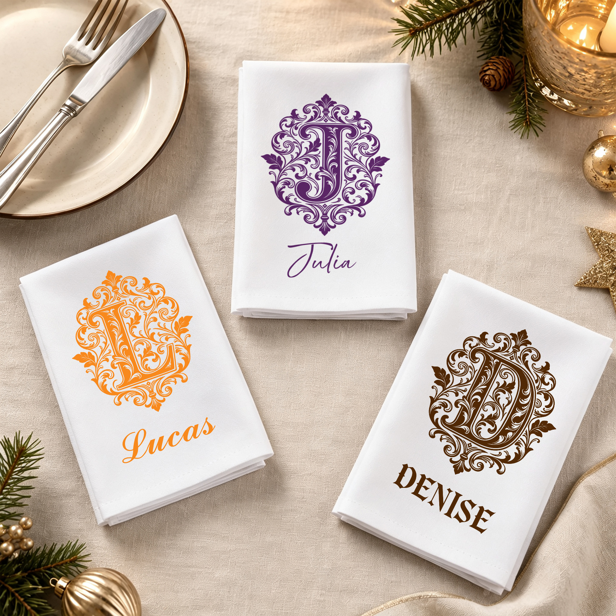 Personalisierte marokkanischen Stil Hochzeit Initial Serviette mit Namen Familie Gathering Hochzeitsgeschenk für Braut Familie