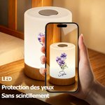 Veilleuse rechargeable personnalisée avec fleur de naissance et nom - Commande tactile et intensité réglable - Cadeau d'anniversaire pour femme