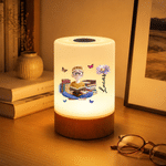 Personalised Reading Character Birth Flower Dimmable Touch Control LED Night Light with Name Bedroom Decor Birthday Gift for Book Lover Bookworm