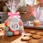 Personalised Birth Flower Baking Tools Design Waterproof Iridescent Stickers Labels with Text Gift Decor Christmas Party Gift for Friends Family